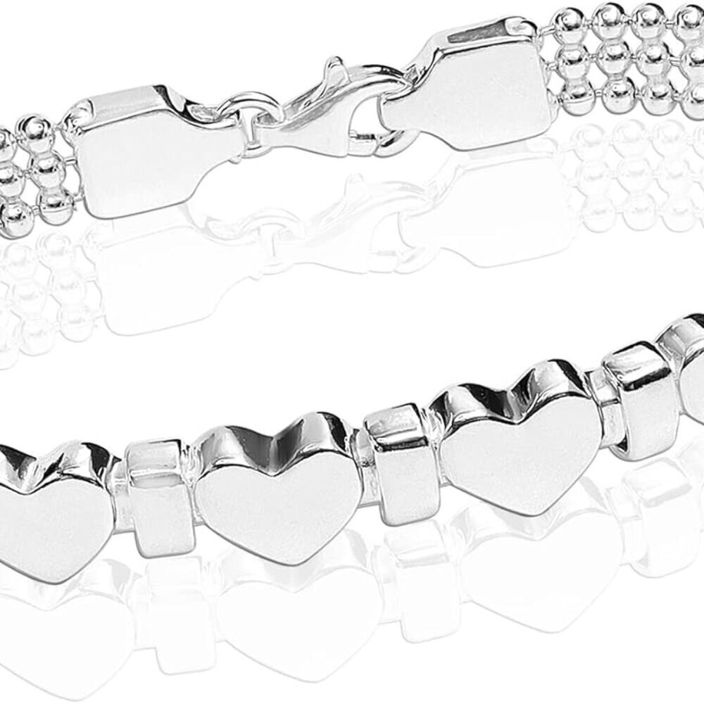 Sterling Silver Heart Bracelet Women Adjustable Infinity Link Jewelry Valentines